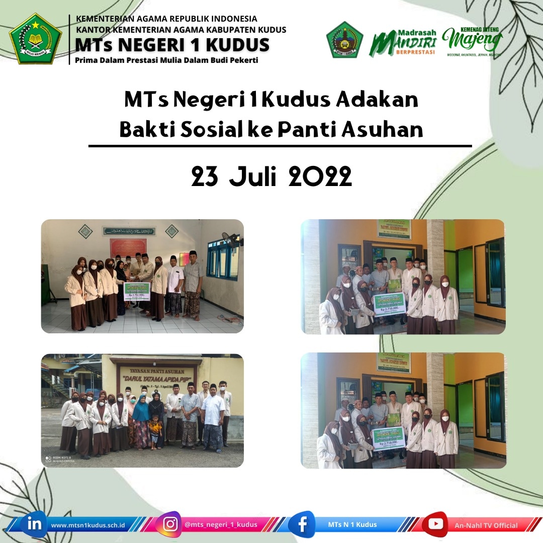 MTs Negeri 1 Kudus Adakan Bakti Sosial ke Panti Asuhan