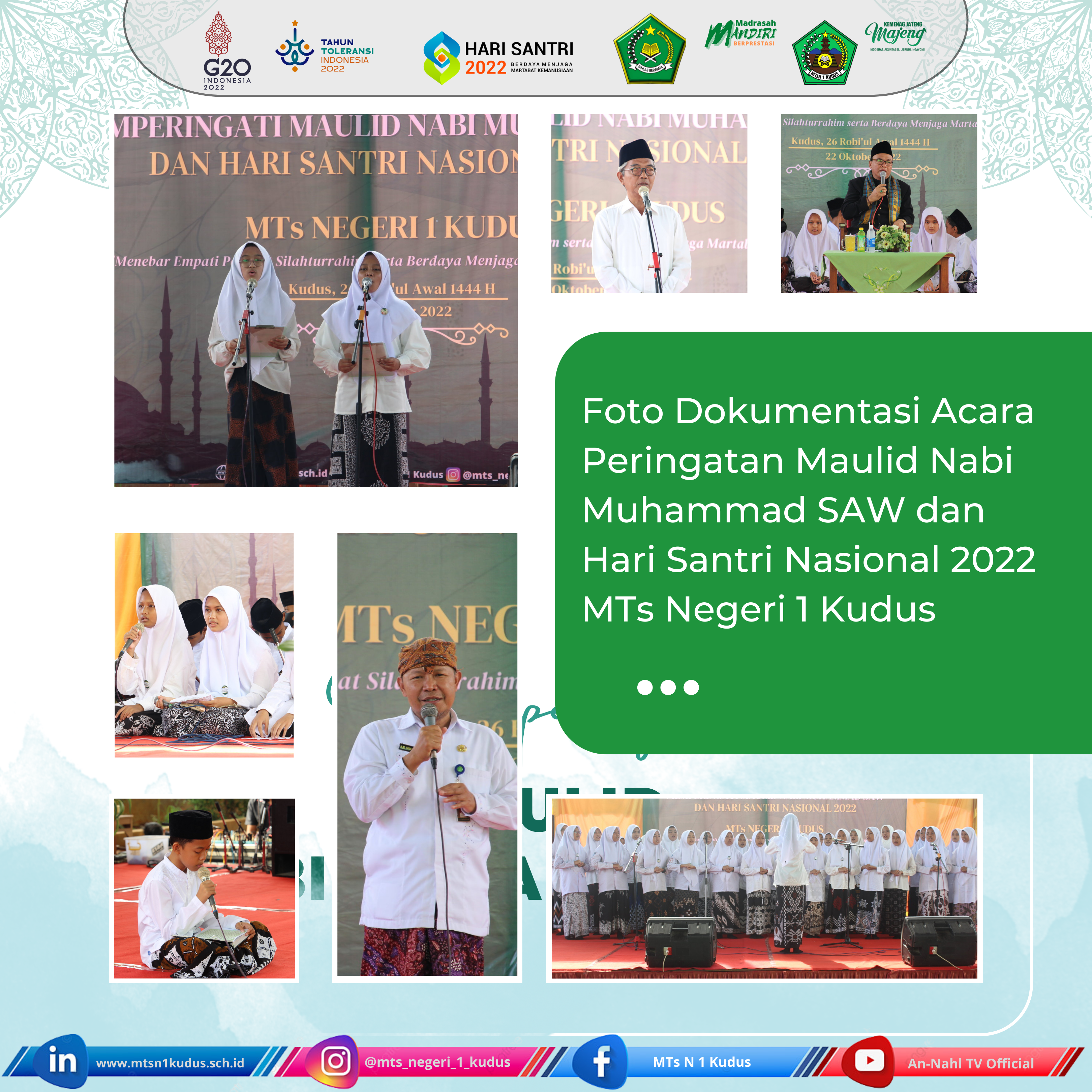 MTs Negeri 1 Kudus Adakan Acara Peringatan Maulid Nabi Muhammad SAW dan Hari Santri Nasional 2022