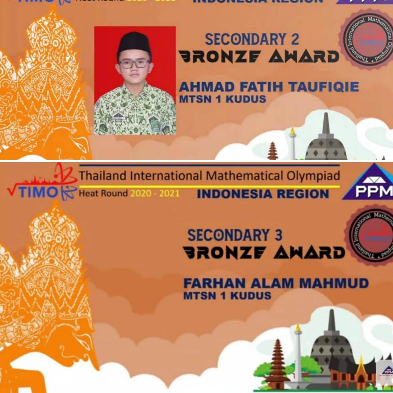 Dua Siswa MTs Negeri 1 Kudus Berhasil Meraih Bronze Award Kompetisi TIMO