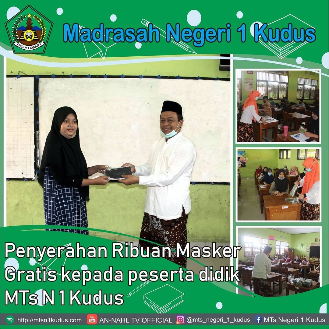 Demi Protokoler, MTs Negeri 1 Kudus Bagikan Masker
