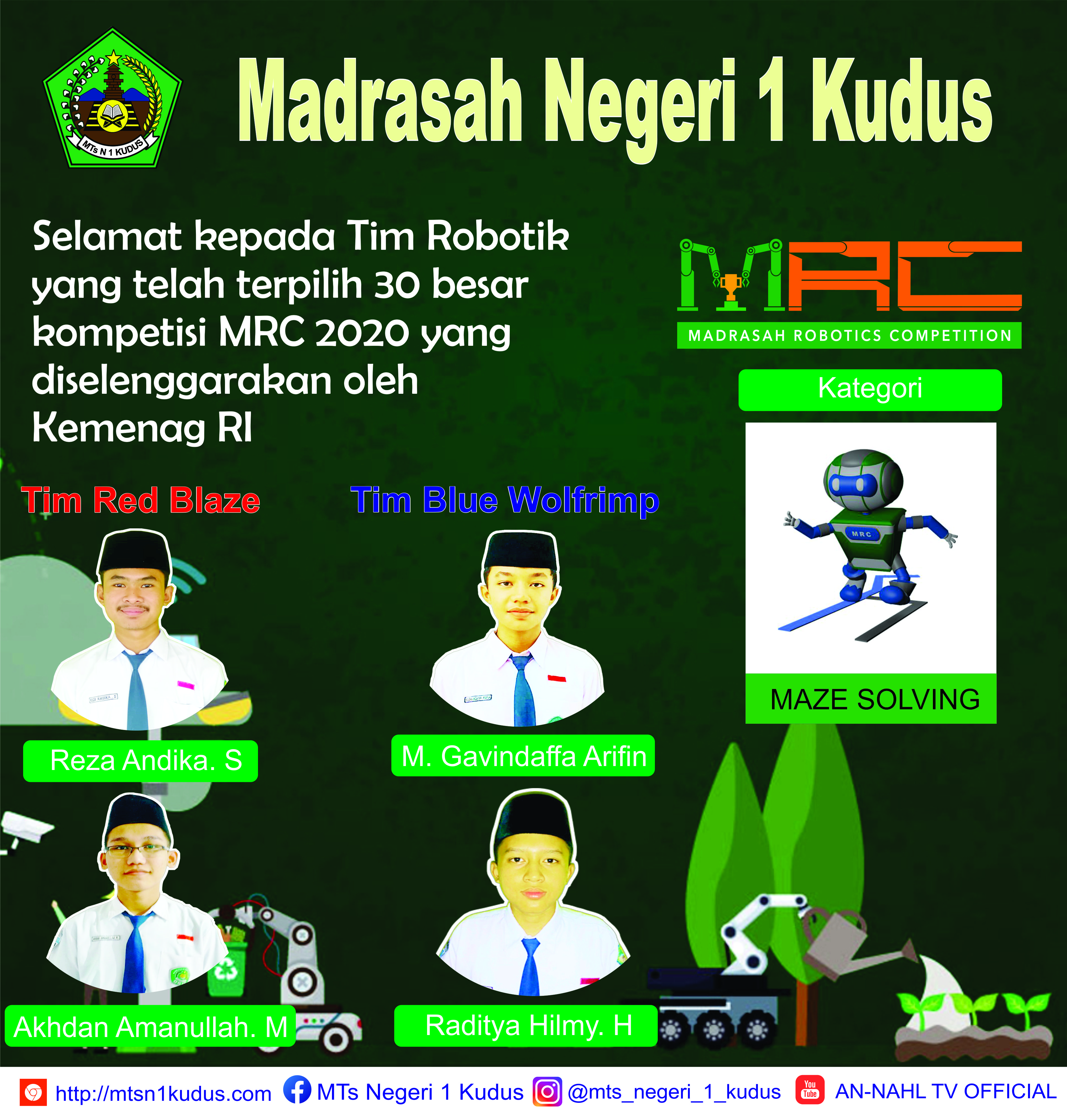 Kompetisi MRC Kemenag RI, 2 Tim Robotik MTs Negeri 1 Kudus Berhasil Lolos 30 Besar